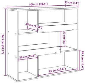 Estante/divisória 100x33x94,5 cm branco