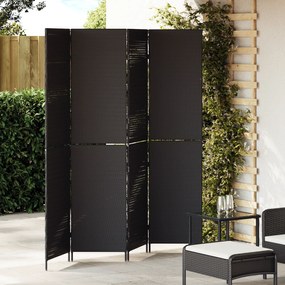 Divisória de Ambiente vidaXL 4 Painéis Dobrável Preto 195x180 cm Polí Rattan