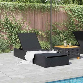 Espreguiçadeira Preta 60x200x27 cm Rattan Sintético
