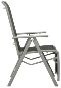 Cadeiras jardim reclináveis 2 pcs textilene e alumínio prateado