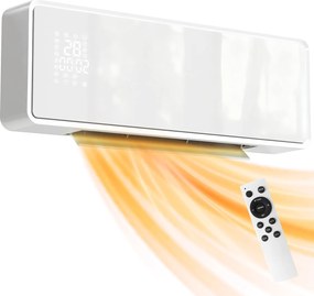 Aquecedor Elétrico Cerâmico de Parede 2000W com 3 Modos Temporizador Detecção de Janelas Abertas 54x18,7x12,3 cm Branco