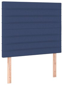 Cabeceira cama c/ LED tecido 100x5x118/128 cm azul