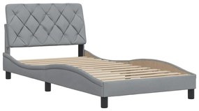 Estrutura de cama sem colchão 100x200 cm tecido cinzento-claro