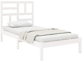 Estrutura cama pequena solteiro 75x190 cm madeira maciça branco
