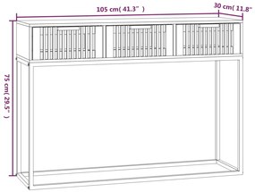 Mesa consola 105x30x75 cm derivados de madeira e ferro branco