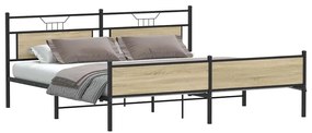 Estrutura de cama sem colchão 200x200cm metal carvalho sonoma
