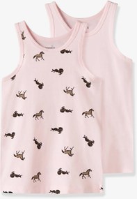 Pack de 2 camisolas interiores com cavalo NAME IT para menina rosa-bombom