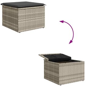 Conjunto de Sofá de Jardim de 6 Peças com Almofadas Cinza Claro Rattan