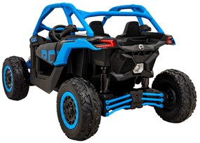 Carro elétrico para Crianças 24V 4x200W 2 Lugares, Buggy Can-Am Maverick Turbo RR Rodas de EVA, Assento de couro Azul