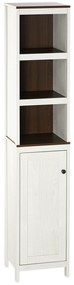 Kleankin Coluna Casa Banho 3 Prateleiras Abertas 2 Ajustáveis Design Moderno Funcional 32x30x161cm Branco Envelhecido Madeira | Aosom Portugal