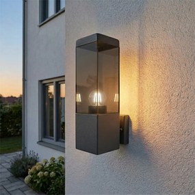 Candeeiro de parede exterior moderno cinzento escuro com fumo - Malios