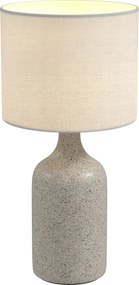Candeeiro de mesa com base em cerâmica e abajur em linho, candeeiro de cabeceira retro com casquilho E27, branco e areia