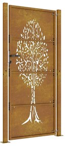 Portão de jardim 105x205 cm aço corten design árvore