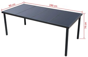 Conjunto de jantar para jardim 9 pcs preto