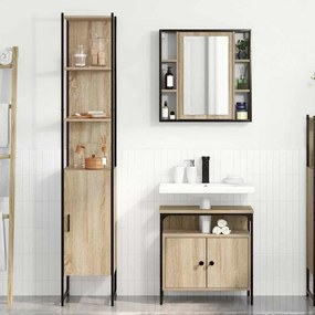 Conjunto de Móveis para Banheiro 3 pcs Carvalho sonoma