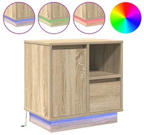 Criado-mudo com LED Carvalho Sonoma 50x34,5x50 cm