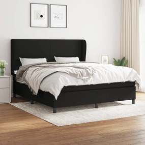 vidaXL Cama com molas/colchão 160x200 cm tecido preto