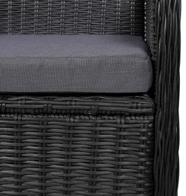 7 pcs conjunto de jantar para jardim vime PE preto