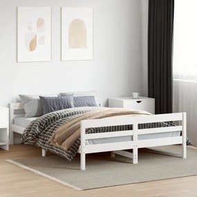 Cama sem colchão 120x200 cm madeira de pinho maciça branco