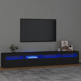 Móvel de TV com luzes LED 240x35x40 cm preto