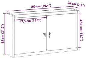 Armário de Ferramentas VidaXL Montado na Parede Preto 100x20x55 cm Aço