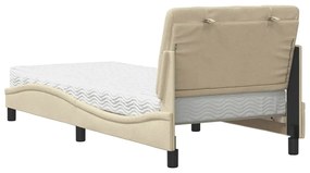 Cama com colchão 90x200 cm tecido cor creme