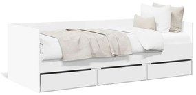 Sofá-cama c/ gavetas 100x200 cm derivados de madeira branco