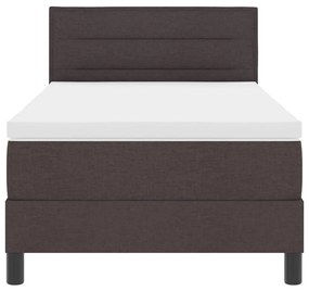 Cama Box com Colchão &amp; LED Marrom Escuro 80x200 cm Tecido