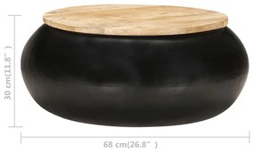 Mesa de centro 68x68x30 cm madeira de mangueira maciça preto