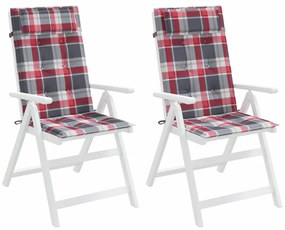 Almofadões p/ cadeira encosto alto 2 pcs oxford xadrez vermelho
