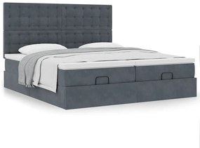 Estrutura cama otomana colchões 180x200 cm cinzento escuro