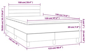 Cama box spring c/ colchão e LED 120x190 cm tecido preto