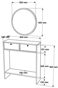 Consola de Entrada "Elegance" com Espelho – Branco - 80.4x24.2x90 cm –