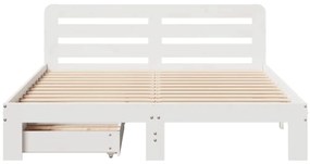 Cama sem colchão 160x200 cm madeira de pinho maciça branco