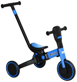 HOMCOM Triciclo Infantil 4 em 1 com Guiador Ajustável e Desmontável Estrutura de Liga de Alumínio 101x45x76,2-98,8cm Azul