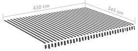 Tecido de substituição para toldo 4,5x3,5 m antracite e branco