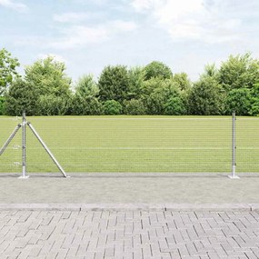 vidaXL Cerca de Arame Soldado com 7 Postes Flangeados 0.4x10 m Aço Galvanizado