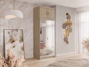 Roupeiro Novduni 119, Carvalho sonoma, 246x90x53cm, 110.3 kg, Portas para roupeiro: Com dobradiças