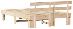 Estrado de Cama com Cabeceira 140x200 cm Madeira Maciça de Pinho