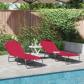 vidaXL Cama Dobrável Lounger 2 pcs Portátil Vermelha em Tecido Oxford 600D