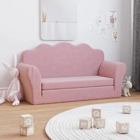 341880 vidaXL Sofá infantil de 2 lugares pelúcia rosa