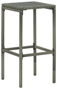 Bancos de bar com almofadões 4 pcs vime PE cinzento