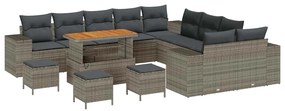 Conjunto de Sofá de Jardim vidaXL com Almofadas Cinza Rattan Sintético