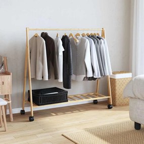Cabide com prateleiras e rodas 106x34x106,5 cm bambu
