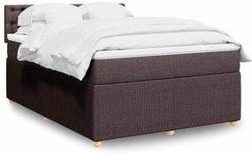 vidaXL Cama com molas/colchão 140x200 cm tecido castanho-escuro
