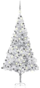vidaXL Árvore Natal artificial pré-iluminada c/bola 210cm PET prateado