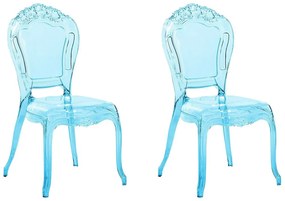 Conjunto de 2 cadeiras de jantar azul transparente VERMONT Beliani