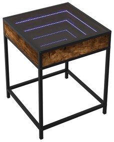 Mesa de centro luzes LED Infinity 40x40x51 cm carvalho fumado