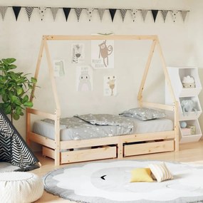 vidaXL Estrutura de cama infantil c/ gavetas 80x160 cm pinho maciço