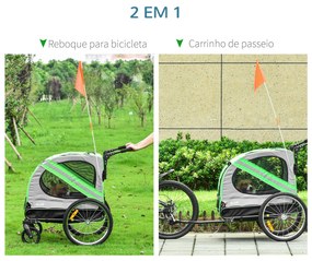 PawHut Reboque de Bicicleta para Cães 2 em 1 Transporte para Animais d